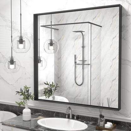 Rectangular Aluminum Alloy Framed Wall Bathroom Vanity Mirror