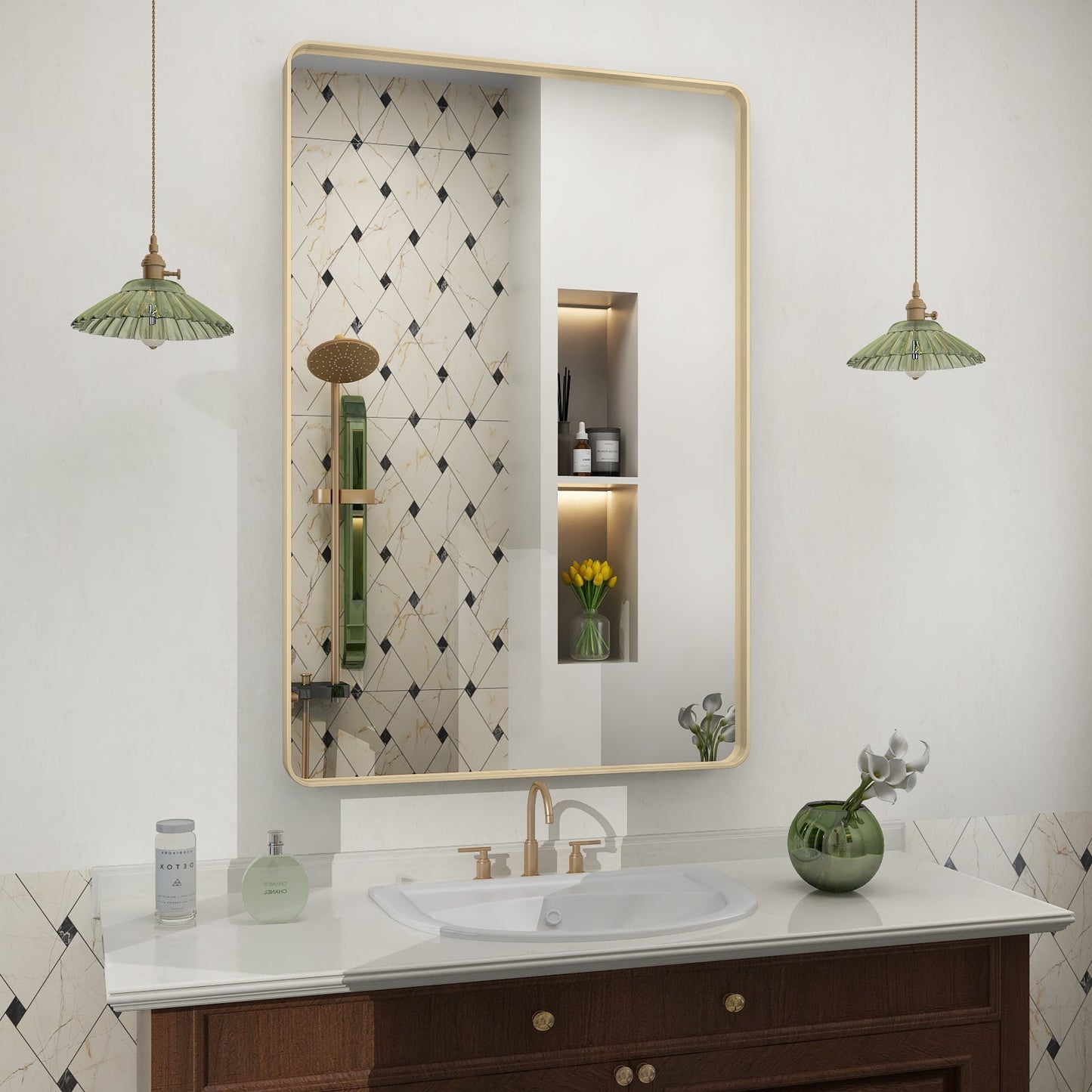 Framed Rectangle Wall Decor Mirror White
