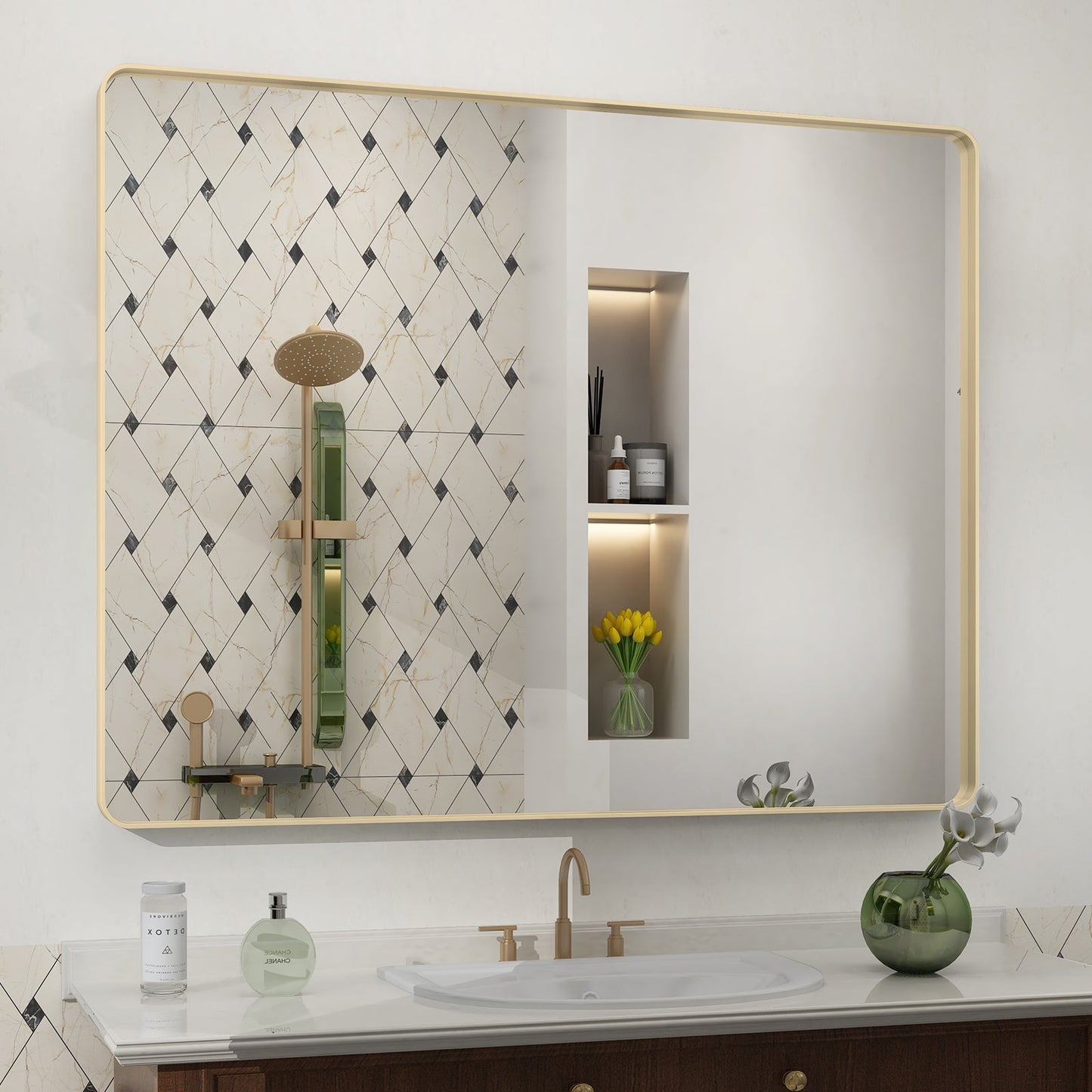 Framed Rectangle Wall Decor Mirror White