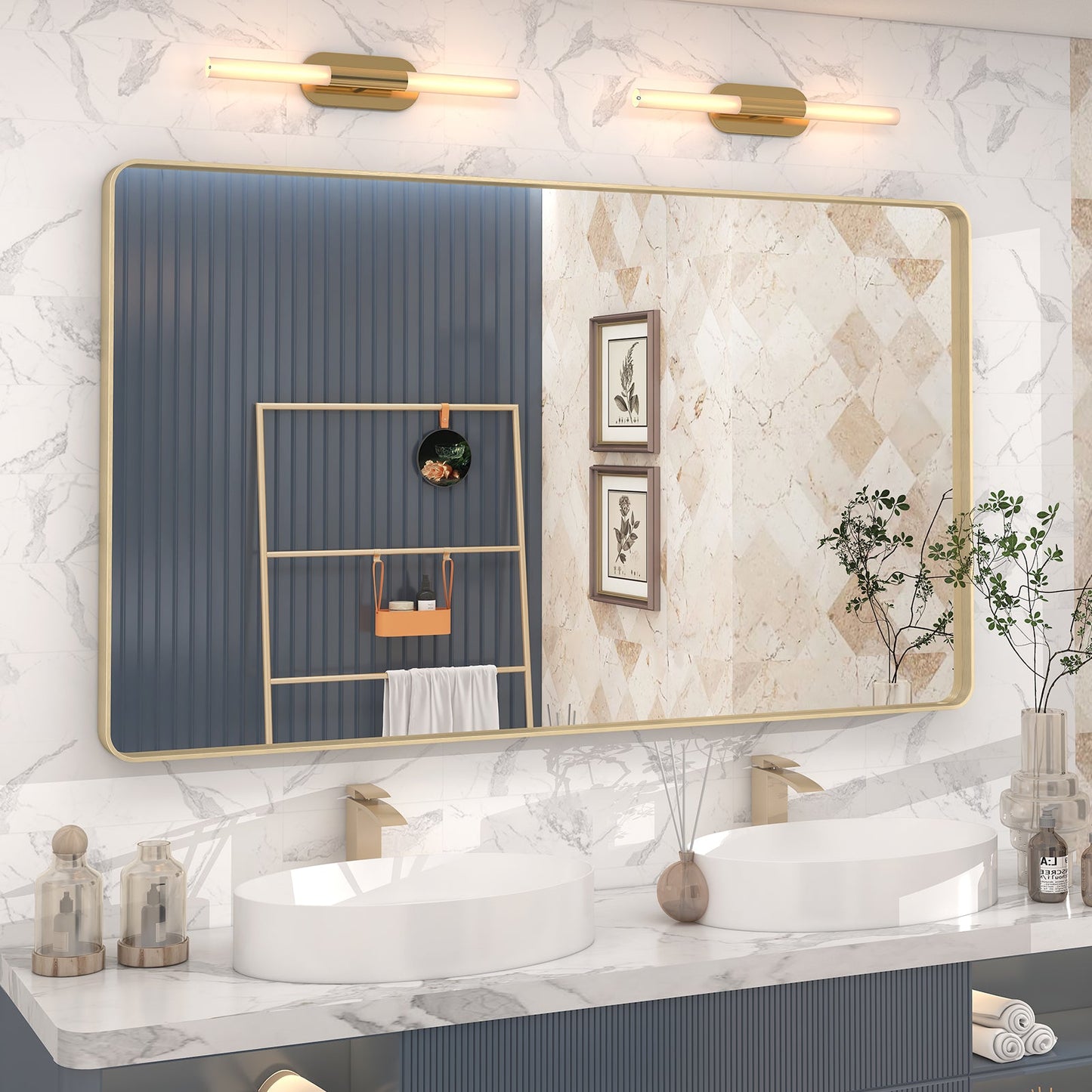 Framed Rectangle Wall Decor Mirror White