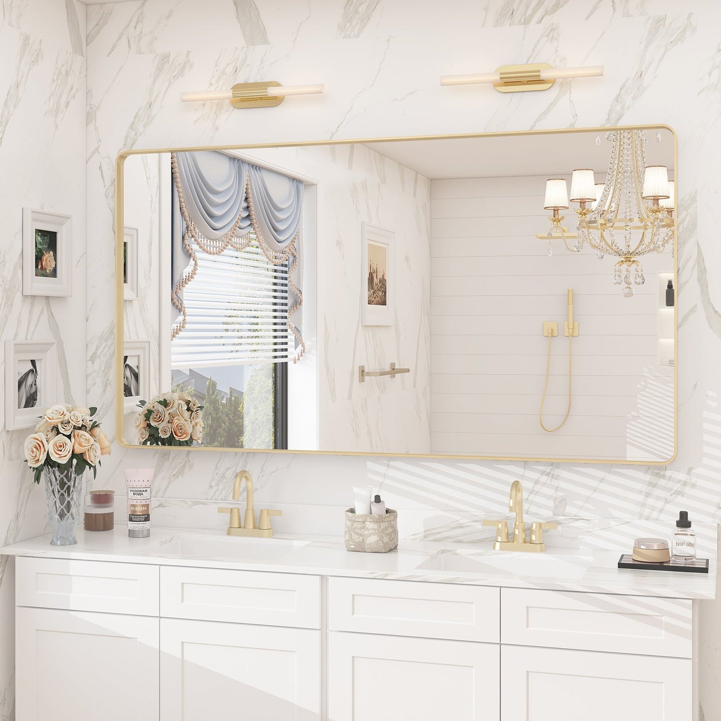 Framed Rectangle Wall Decor Mirror White