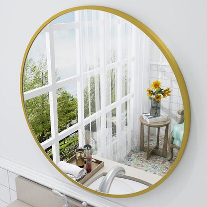 Framed Round Wall Decor Mirror