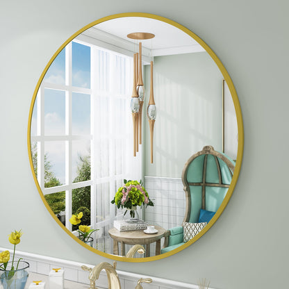 Framed Round Wall Decor Mirror