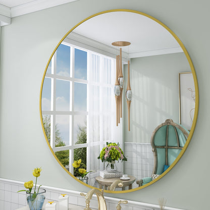 Framed Round Wall Decor Mirror