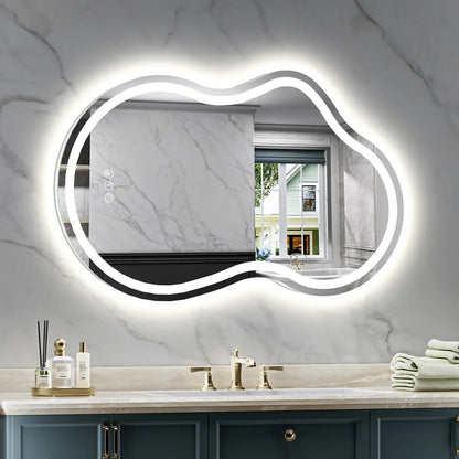 Frameless Irregular LED Bathroom Mirror Front & Backlit