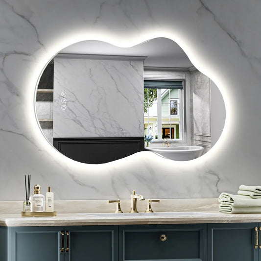 Irregular Bathroom Mirror with Backlit
