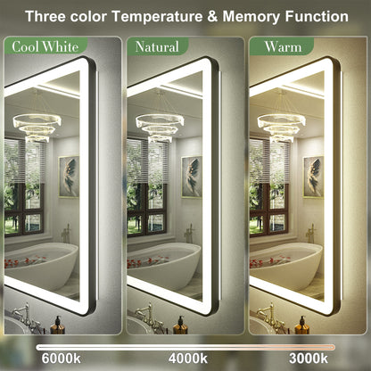LED Framed Round Rectangle Front & Back Light Mirror