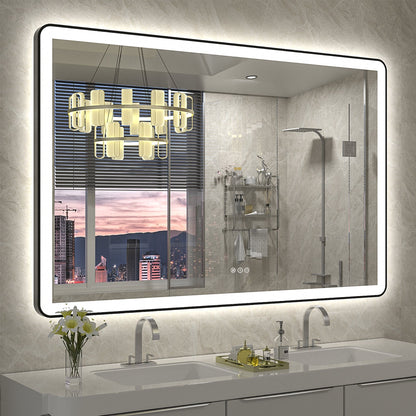 LED Framed Round Rectangle Front & Back Light Mirror