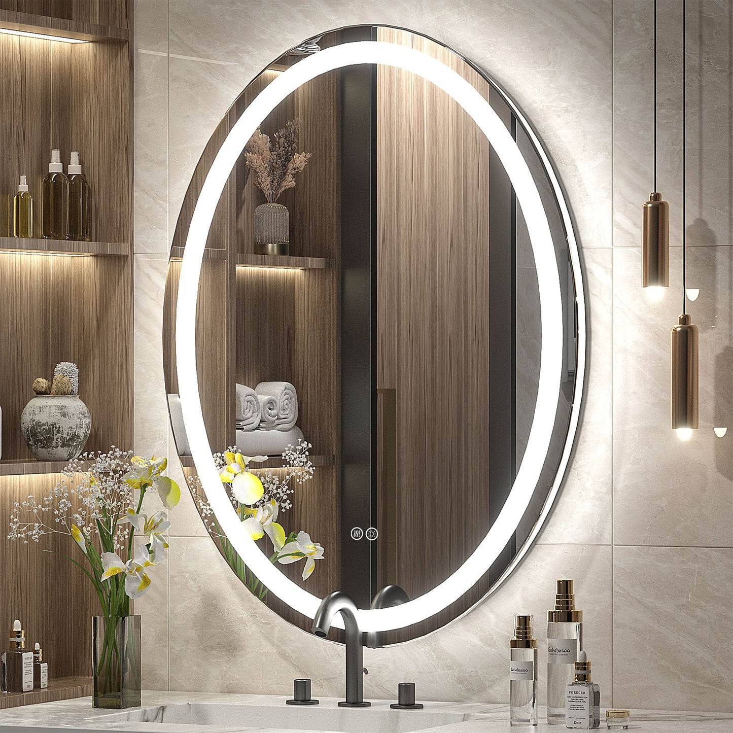 LED Frameless Oval Lighted Mirror