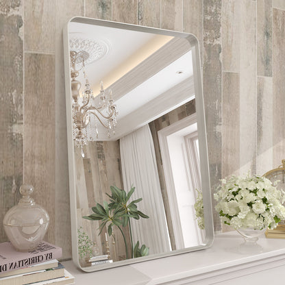 Framed Rectangle Wall Decor Mirror White