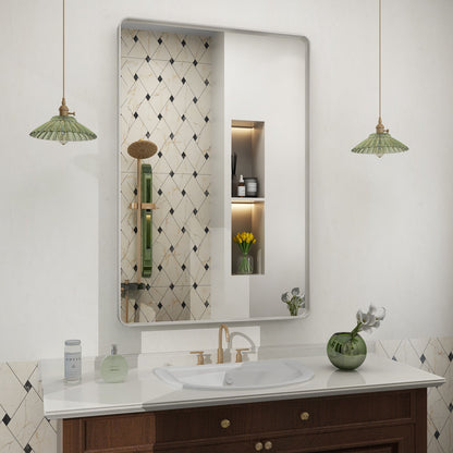 Framed Rectangle Wall Decor Mirror White