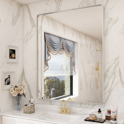 Framed Rectangle Wall Decor Mirror White