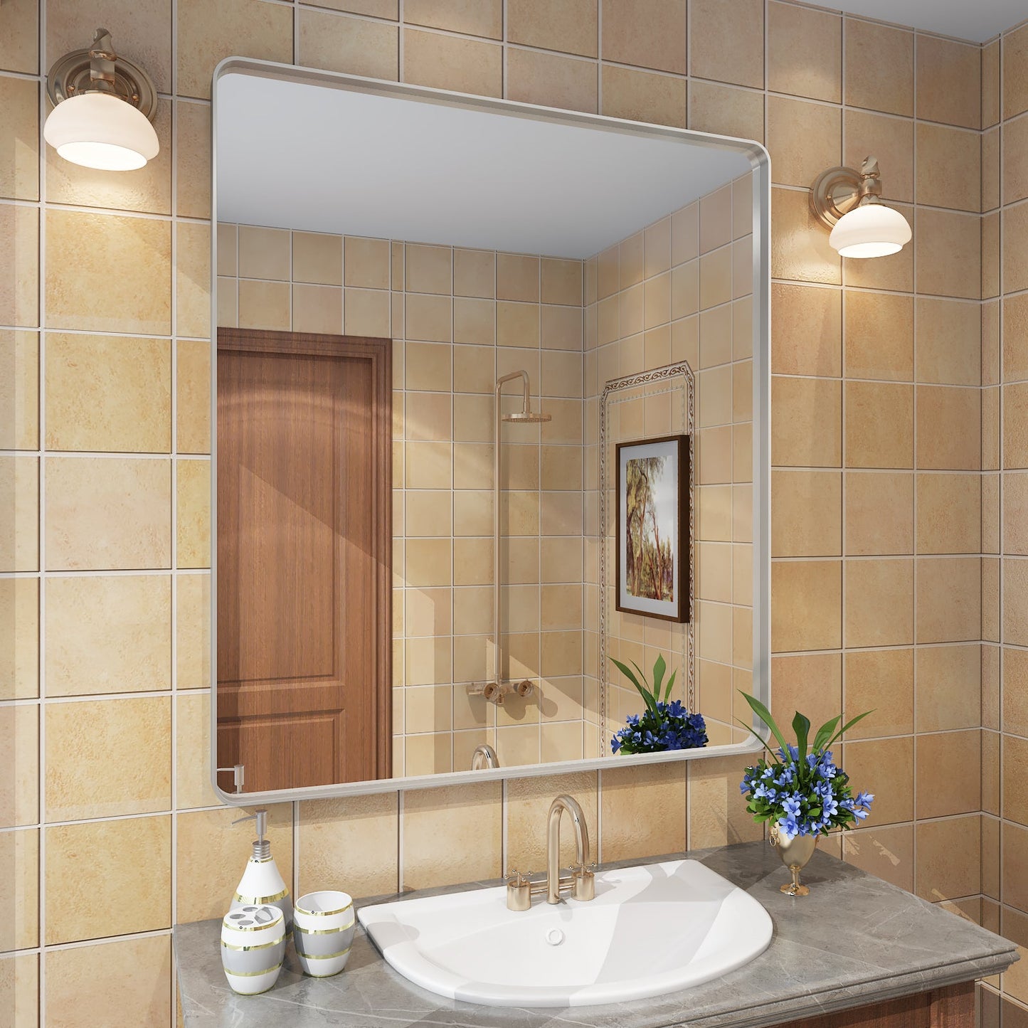 Framed Rectangle Wall Decor Mirror