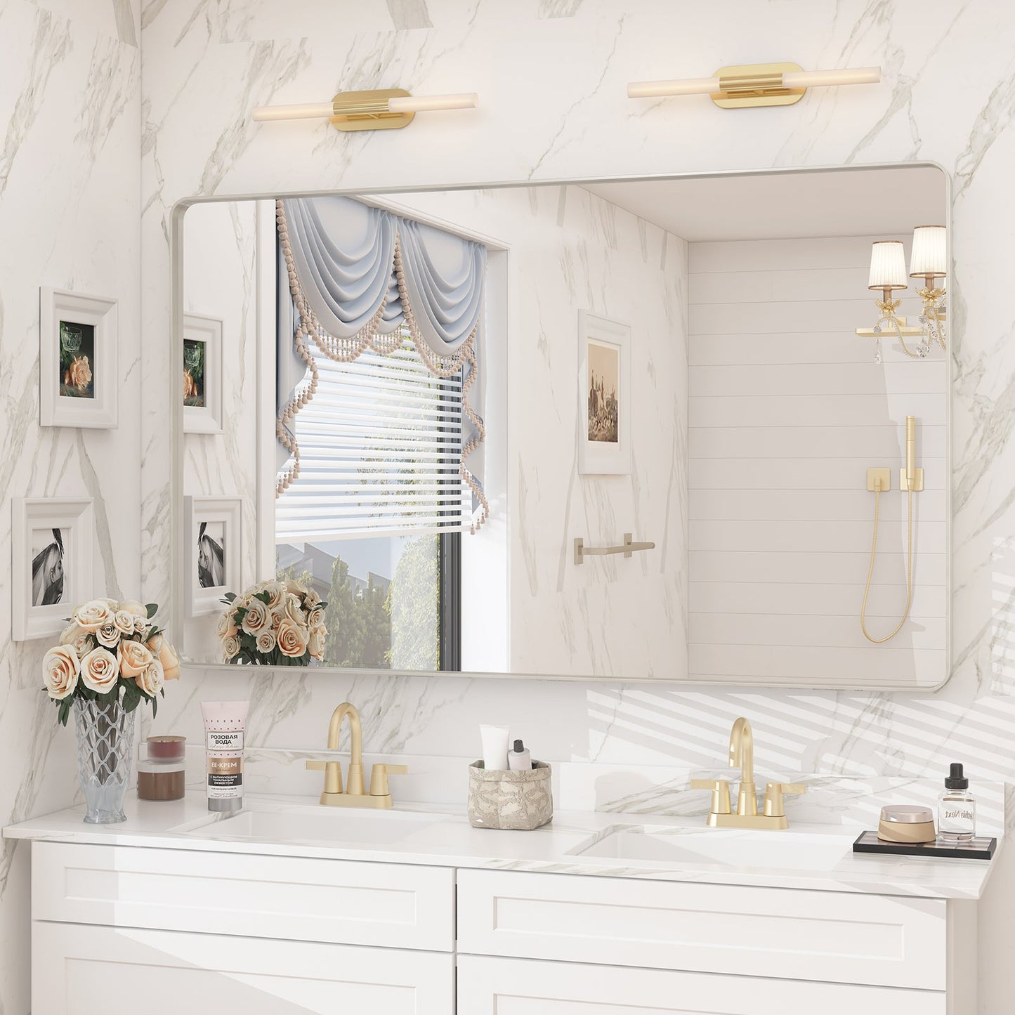Framed Rectangle Wall Decor Mirror White