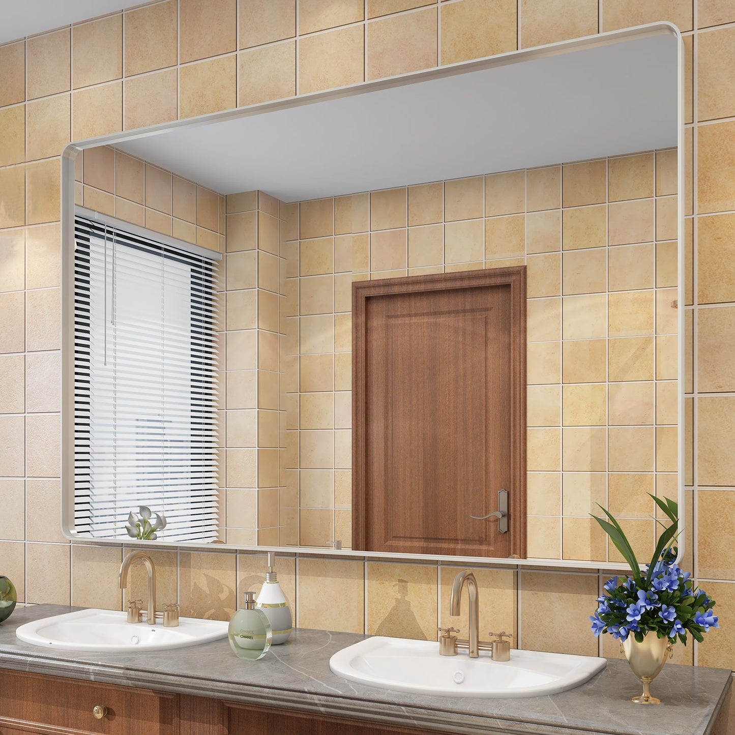Framed Rectangle Wall Decor Mirror White