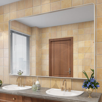Framed Rectangle Wall Decor Mirror White