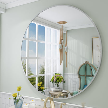 Framed Round Wall Decor Mirror