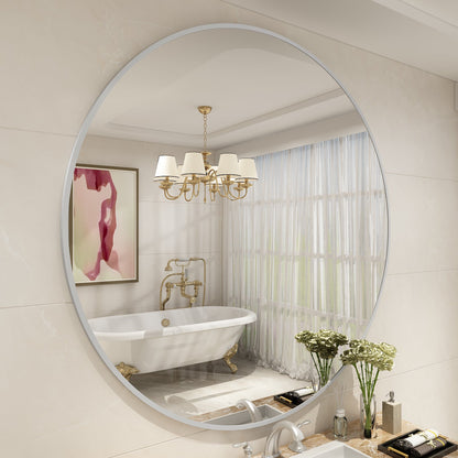 Framed Round Wall Decor Mirror