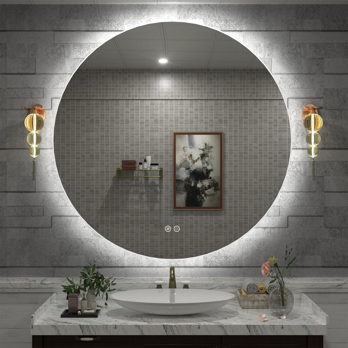 LED Frameless Round Lighted Mirror